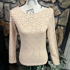 August Silk Beige Lace Top